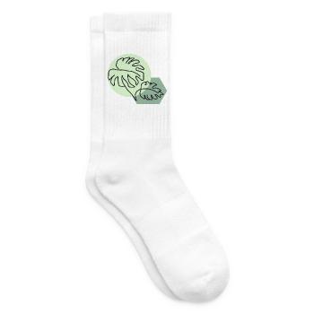 Pastellfarbene Monstera-Blätter im einfachen Linienstil - Tennissocken - Weiß - Rechts