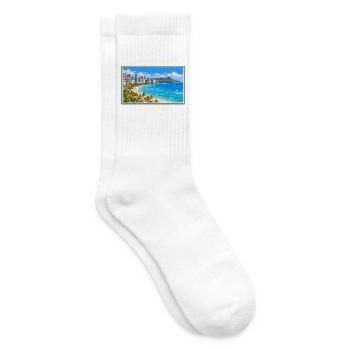 Vereinigte Staaten Honolulu Vintage Reisemarke - Tennissocken - Weiß - Rechts