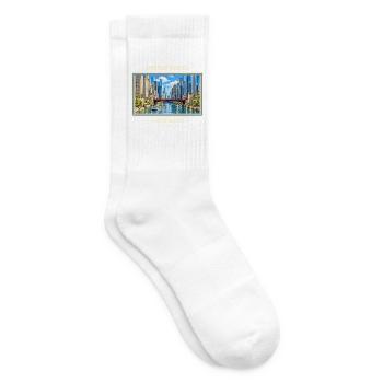 Vereinigte Staaten Chicago Vintage Reisemarke - Tennissocken - Weiß - Rechts