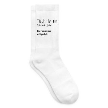 Tischlerin Substantiv Definition Holz Geschenk - Tennissocken - Weiß - Rechts