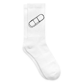 Pflaster handgezeichnet - Tennissocken - Weiß - Rechts