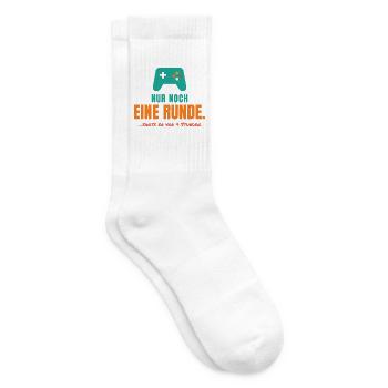 Nur noch eine Runde – Gamer Spruch - Tennissocken - Weiß - Rechts