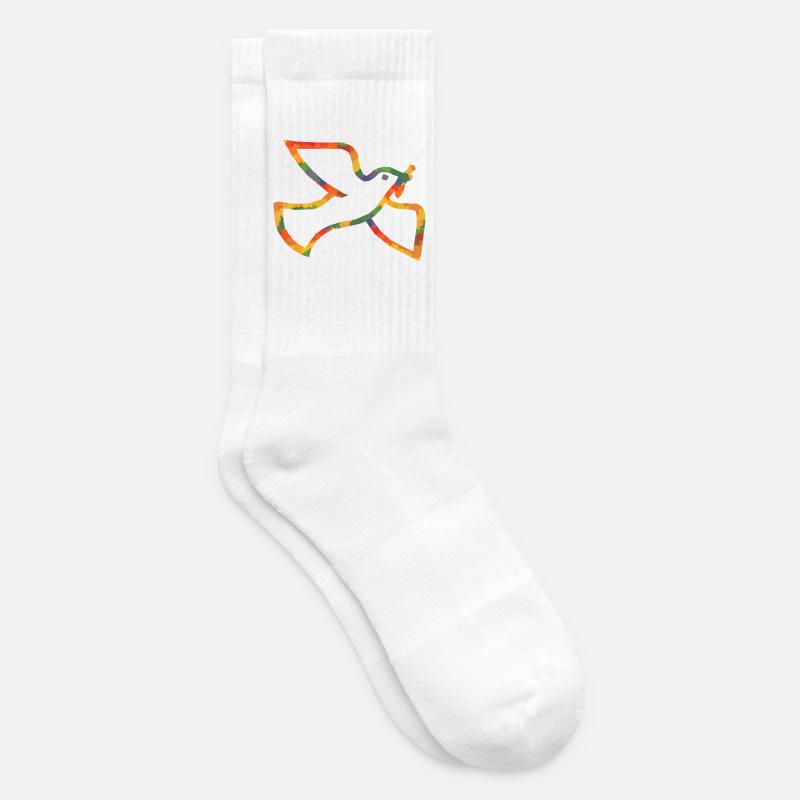 Farbige Friedenstaube - Tennissocken - Weiß