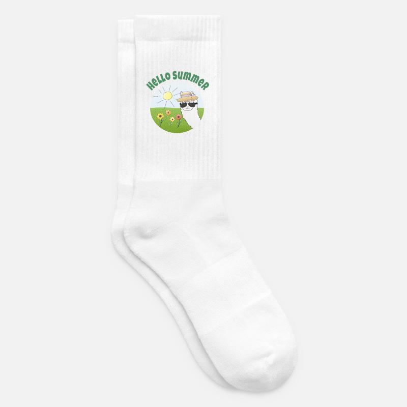 Hello Summer: Sonnenscheinalpaka - Tennissocken - Weiß