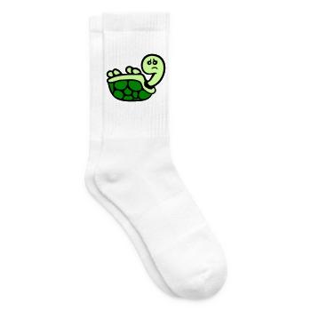 Turtle tipped over on its back lying sad - Tennis socks - white - Right
