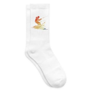 Pêche Graphique Style Rétro - Chaussettes de tennis - blanc - Droite