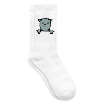 Cute llama fluffy alpaca peeking out - Tennis socks - white - Right