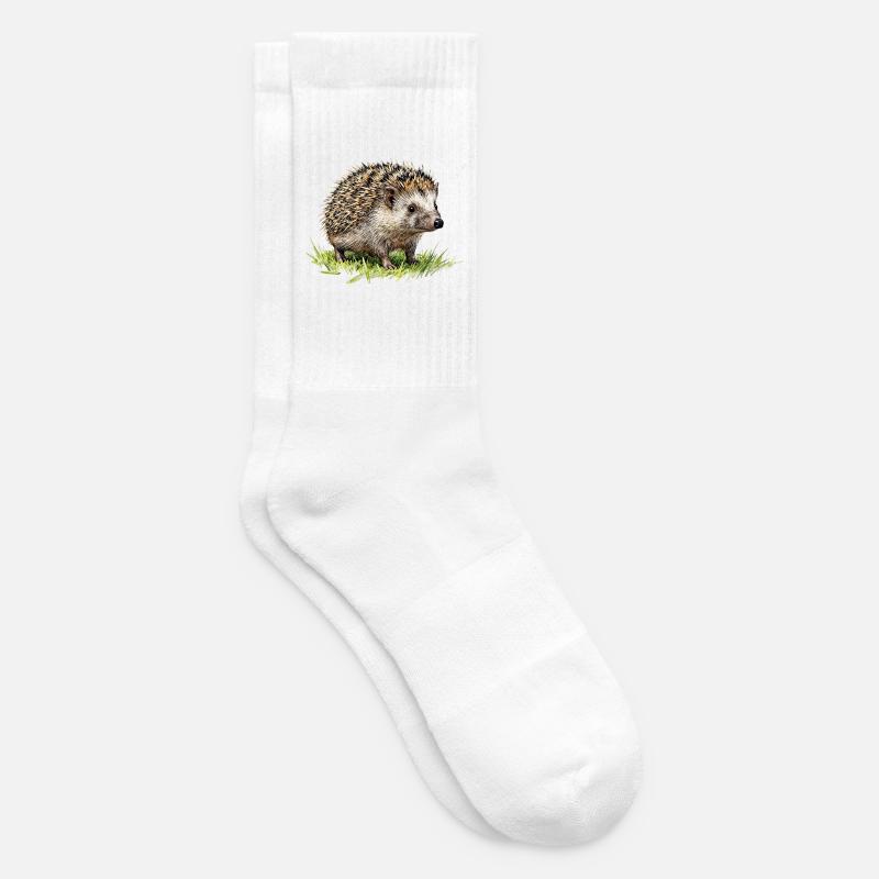 Hérisson Aquarelle dans l'herbe - Chaussettes de tennis - blanc