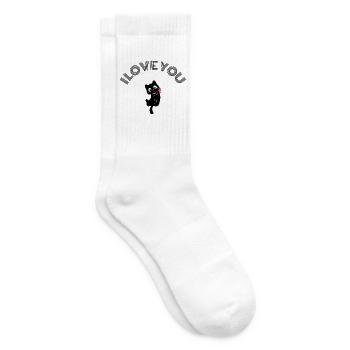 Adorable Chat Noir Rétracte Nœud Rose Rose Valentine - Chaussettes de tennis - blanc - Droite