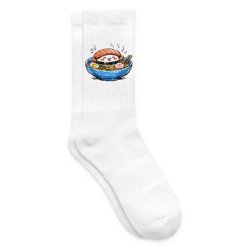 Kawaii Sushi-Ramen Bowl Illustration - Tennissocken - Weiß - Rechts