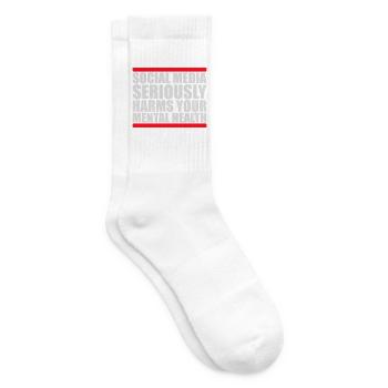 Social Media Seriously Harms Mental Health Spruch - Tennissocken - Weiß - Rechts