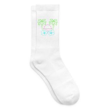 Neon Tropenstrand Sonnenuntergang - Tennissocken - Weiß - Rechts