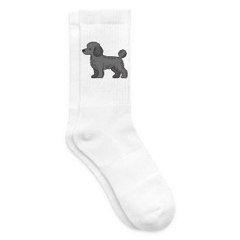 Poodle Silhouette Grey - Tennis socks - white - Right