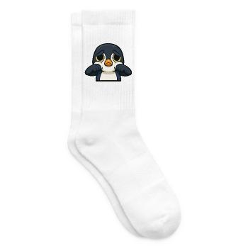 Trauriger Pinguin Sad Face Cartoon - Tennissocken - Weiß - Rechts