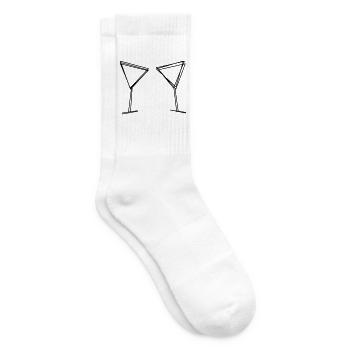 Zwei Gläser handgezeichnet - Tennissocken - Weiß - Rechts