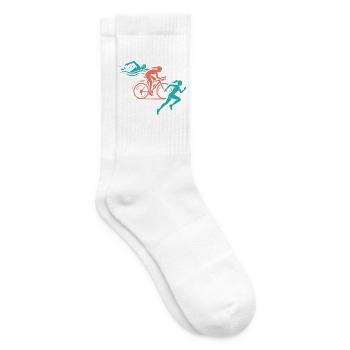 Triathlon | Swim Bike Run | Sportlerin Geschenk - Tennissocken - Weiß - Rechts