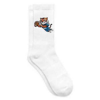 Tiger American Football Cartoon Motiv für Fans und - Tennissocken - Weiß - Rechts