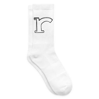 Kleinbuchstabe r handgezeichnet - Tennissocken - Weiß - Rechts