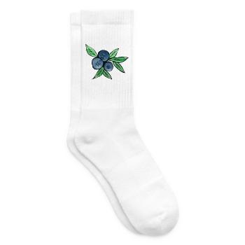 Blaubeer-Aquarellzweige - Tennissocken - Weiß - Rechts
