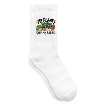 Botanische Pflanzenmama Gärtnerin Grüne Daumen-Dame Kunst - Tennissocken - Weiß - Rechts
