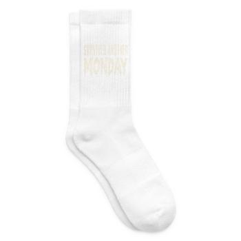 Hat einen weiteren Montags-Arbeitsplatz-Humor überlebt - Tennissocken - Weiß - Rechts