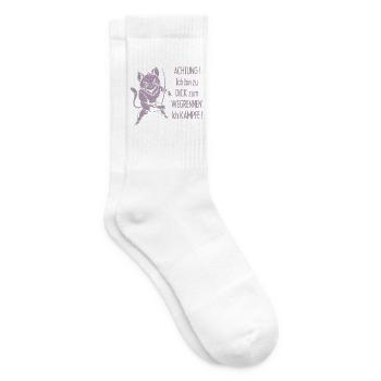 Dicke Katze, zu dick zum Wegrennen - Tennissocken - Weiß - Rechts