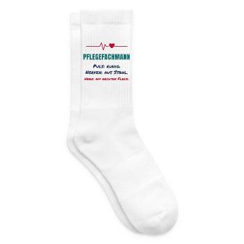 Pflegefachmann – Puls ruhig, Nerven aus Stahl - Tennissocken - Weiß - Rechts