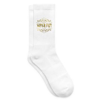 Super Papa Gold Ornament - Tennissocken - Weiß - Rechts