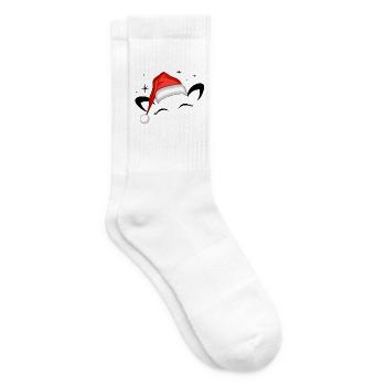 Katze Santa Hut Leuchtende Sterne - Tennissocken - Weiß - Rechts