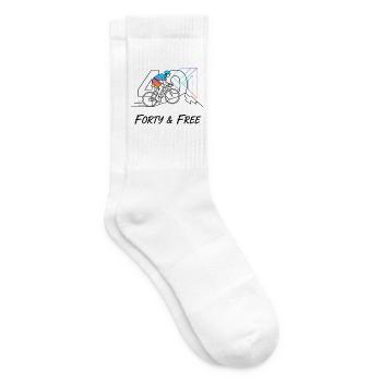 Forty & Free Cycling 40th Birthday Art - Tennis socks - white - Right