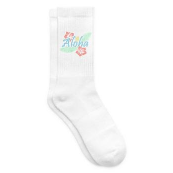 Aloha Tropical Summer Flowers - Tennis socks - white - Right