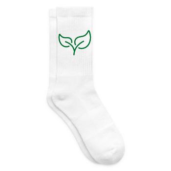 Green Leaf Line Icon Eco Nature Growth Symbol Vect - Tennis socks - white - Right