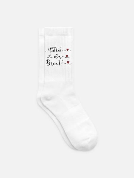 Mutter der Braut handgeschriebener Schriftzug mit - Tennissocken - Weiß