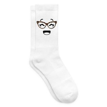 Visage mignon dans le style Kawaii avec des lunettes léopard - Chaussettes de tennis - blanc - Droite
