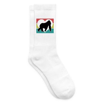 Retro Monkey Silhouette Heart - Tennis socks - white - Right