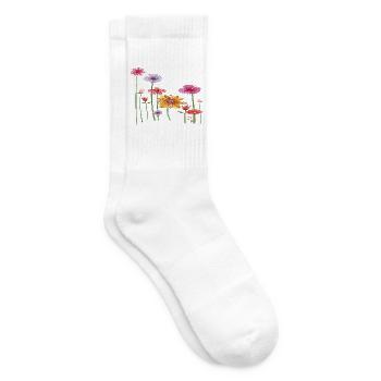 Colorful Wildflowers - Tennis socks - white - Right