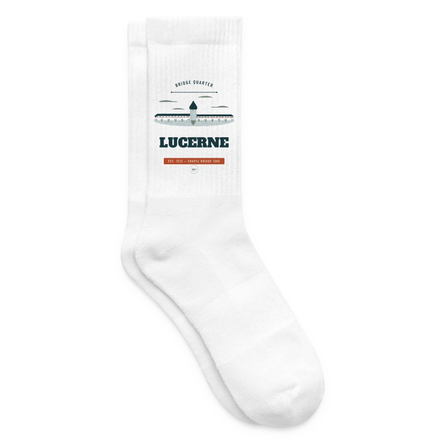 Lucerne badge on a tennis socks, white