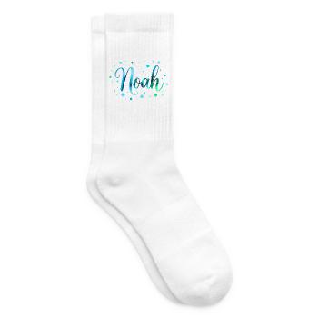 Name Noah – Buntes Aquarell Design mit Punkten - Tennissocken - Weiß - Rechts