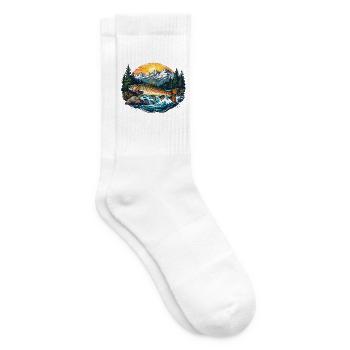 Fisch im Fluss - Wald - Tennissocken - Weiß - Rechts