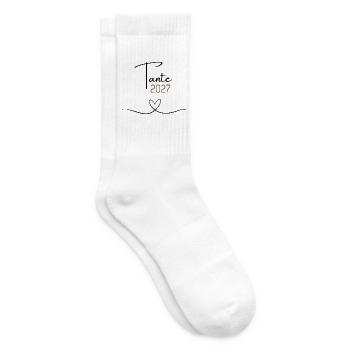 Tante 2027, Baby Ankündigung, Geschenk für Tante - Tennissocken - Weiß - Rechts