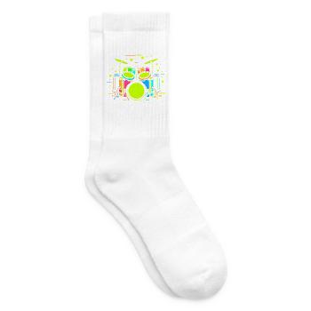 Drum Kit Comic - Tennissocken - Weiß - Rechts