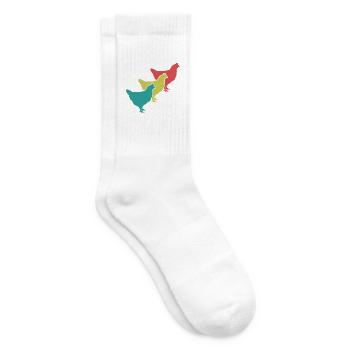Hühner Trio Retro - Tennissocken - Weiß - Rechts