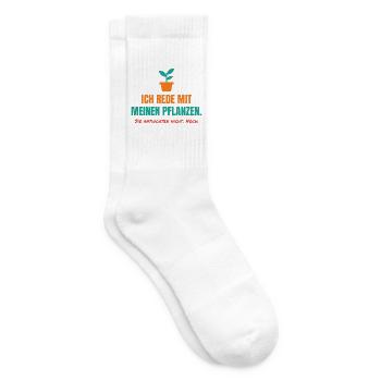 Ich rede mit meinen Pflanzen – Garten Spruch - Tennissocken - Weiß - Rechts