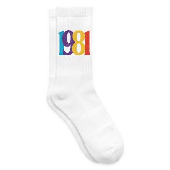 Geboren 1981 Geburtstagsgeschenk Geburtstag 81 - Tennissocken - Weiß - Rechts