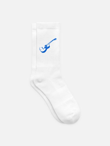 Kunstvoller Akustik-Gitarre Druck - Tennissocken - Weiß
