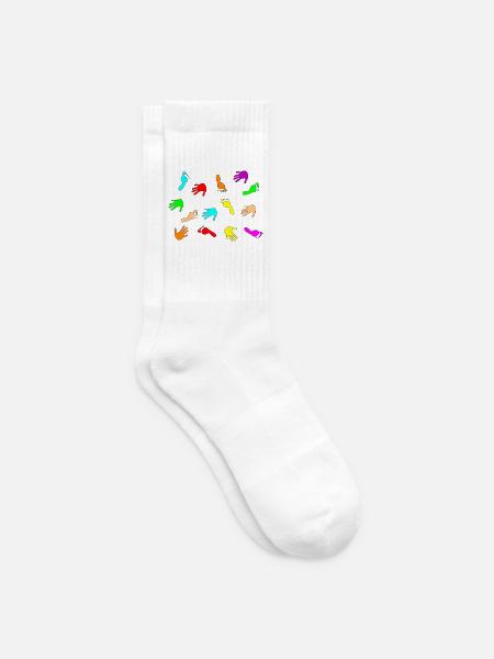 Bunte Hände & Füße - Tennissocken - Weiß