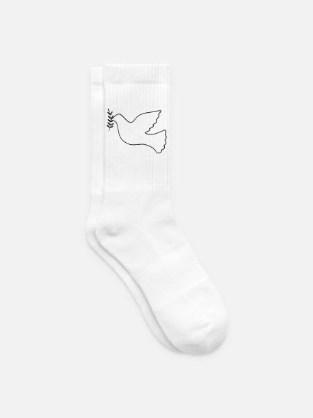 Friedenstaube mit Zweig - Tennissocken - Weiß