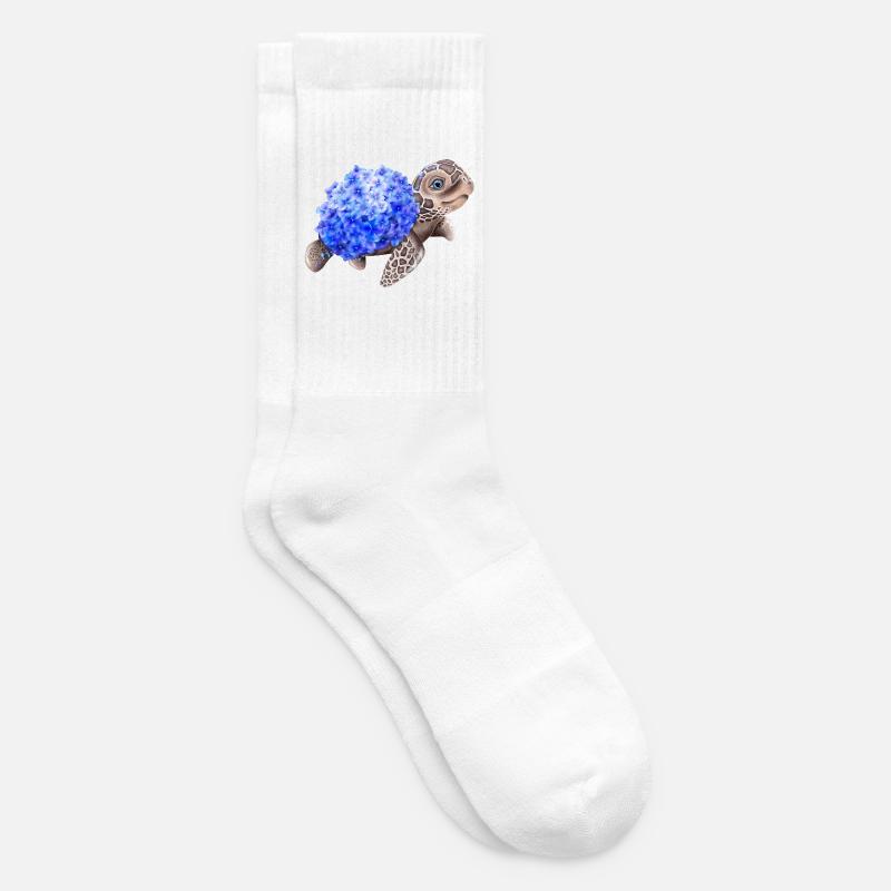 Schildkröte mit Hydrangea Hortensien - Tennissocken - Weiß