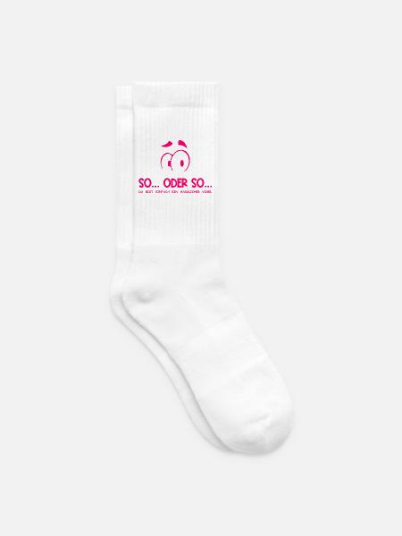 So...Oder So: Hässlicher Vogel - Neonpink - Tennissocken - Weiß