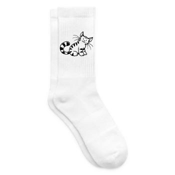 Cartoon Kitten - Tennis socks - white - Right